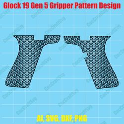 glock 19 gen 5 gripper pattern design custom, digital, ai, vector, dxf, svg, png