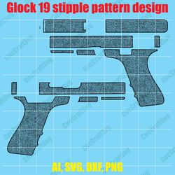 glock 19 hand gun stipple pattern design custom, digital, ai, vector, dxf, svg, png file