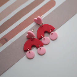 handmade polymer clay  dangle style cute valentine earring jewelry for womens girls