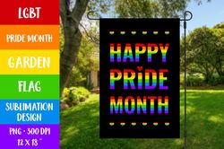 happy pride month garden flag sublimation. lgbt rainbow. lgbtq