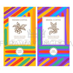 coffee packaging african lines abstract vintage templates