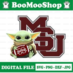baby yoda with mississippi state bulldogs football png,  baby yoda png, ncaa png, digital download
