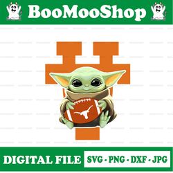 baby yoda with texas longhorns football png,  baby yoda png, ncaa png, digital download