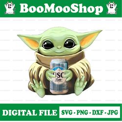 baby yoda with busch latte png,  baby yoda png, sublimation ready, png files for sublimation