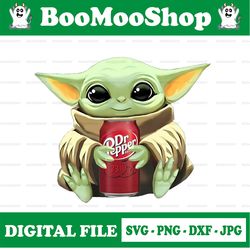 baby yoda with dr pepper png,  baby yoda png, sublimation ready, png files for sublimation