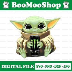 baby yoda with monster energy png,  baby yoda png, sublimation ready, png files for sublimation