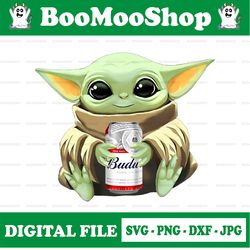 baby yoda with budweiser png,  baby yoda png, sublimation ready, png files for sublimation