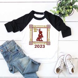 year of the rabbit 2023 onesie, lunar new year party, chinese new year 2023 toddler, chinese rabbit graphic baby bodysui