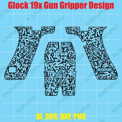 glock 19x gun gripper design custom, digital, ai, vector, dxf, svg, png