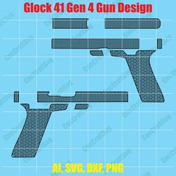 glock 41 gen 4 gun design custom, digital, ai, vector, dxf, svg, png