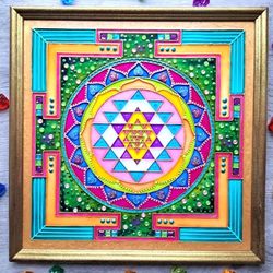 shri yantra vedic astrology original meditation art sacral geometry yoga tantra vastu handpainted wall decor vegan