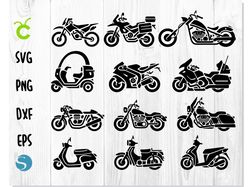 motorcycle silhouettes svg bundle | motorcycle vector file, motorcycle svg, motorcycle png, motorcycle dxf
