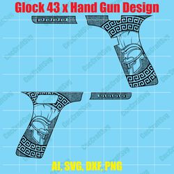 glock 43 x hand gun design custom, digital, ai, vector, dxf, svg, png