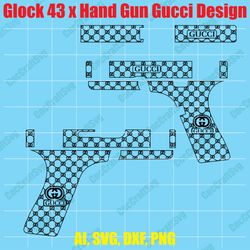 glock 43 x hand gun gucci design custom, digital, ai, vector, dxf, svg, png