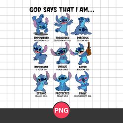 god says that i am disney png, stitch png, stitch disney png digital file