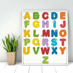 alphabet cross stitch pattern pdf, letter cross stitch, cross stitch font, cross stitch letters, cross stitch nursery.