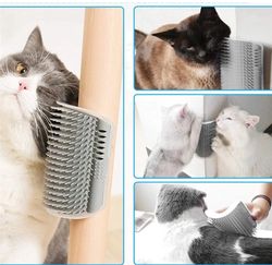 cat self groomer with catnip soft cats wall corner massage cat comb brush rubs the face with a tickling comb pet