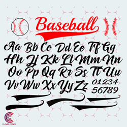 alphabet baseball handwritten font svg, sport svg,