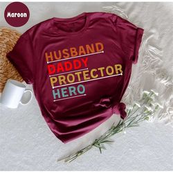 retro husband daddy protector hero, gift for dad, fathers day for dad , dad t-shirt idea, papa shirt, fathers day gift,