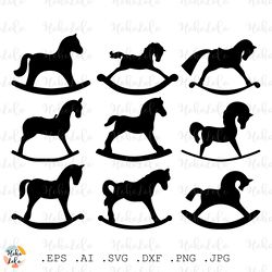 rocking horse svg, toy silhouette, rocking horse cricut, rocking horse stencil svg, templates dxf, clipart png