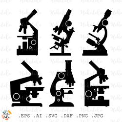 microscope svg, microscope silhouette, microscope cut files, microscope cricut, stencil svg, templates dxf