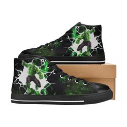 hulk high canvas shoes for fan, women and men, hulk high canvas shoes, hulk marvel sneaker, hulk marvel