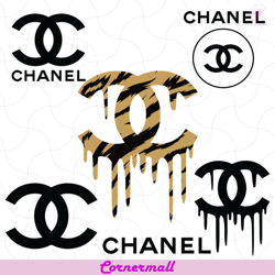 chanel logo bundle svg, chanel logo svg, leopard chanel svg