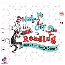 hats off to reading, dr seuss svg, reading day svg