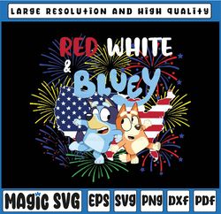 Red White Bluey Png, Bluey and Bingo 4th July Png, Bluey Independence Day Png, Bluey Fireworks Png, Independence Day 202