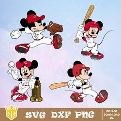 cincinnati reds disney mickey mouse team svg, mlb svg, disney svg, cut files, cricut, clipart, silhouette, printable