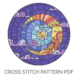 moon fairy cross stitch pattern - dmc floss - diy crafts - easy cross stitch - punto de cruz - punt de creu