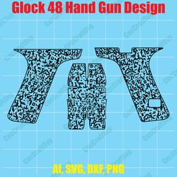 glock 48 hand gun design custom, digital, ai, vector, dxf, svg, png