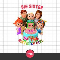 big sister of the birthday girl png, cocomelon birthday png, cocomelon family png digital file