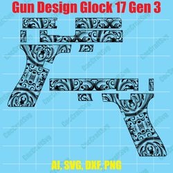 gun design glock 17 gen 3 custom, digital, ai, vector, dxf, svg, png