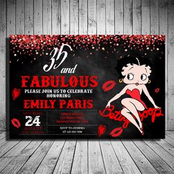 betty boop invitation, betty boop invite, betty boop birthday themed, betty boop party, digital invitation