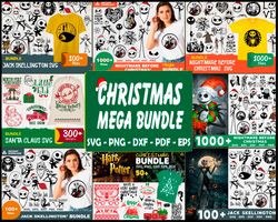 christmas mega bundle svg, christmas svg, skellington christmas svg, nightmare svg, harry potter christmas svg, santa cl