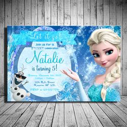 frozen invitation, frozen invite, frozen birthday themed, frozen party, digital invitation