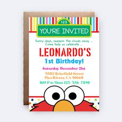 elmo invitation, elmo invite, elmo party themed, elmo birthday, digital invitation