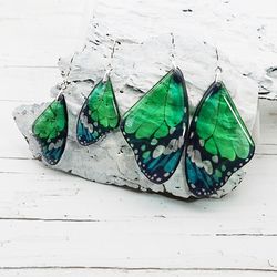 emerald green butterfly wing earrings dainty handmade nature lover gift insect butterflies dangle trendy summer jewelry