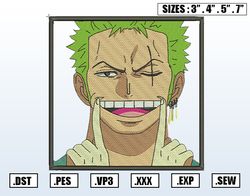 roronoa zoro embroidery designs, machine embroidery design file, pes, dst, jef, vp3, exp, hus, instant download