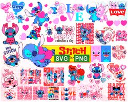 stitch valentine svg, stitch e angel for cricut, png file