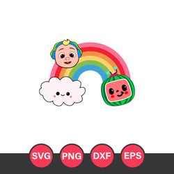 baby cocomelon rainbow svg, cocomelon birthday svg, cocomelon cricut svg, png dxf eps digital file