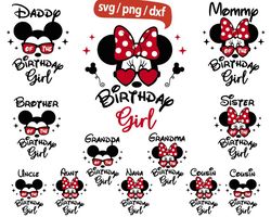 disney birthday girl svg, bundle birthday girl family svg,  minnie birthday svg, making memories svg