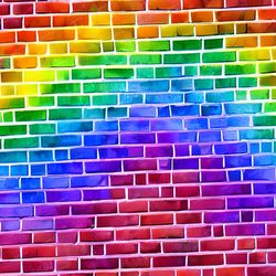 rainbow brick wall seamless tileable repeating pattern