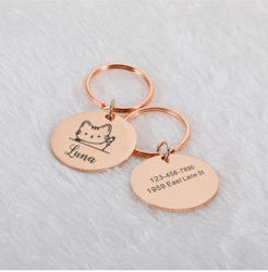 personalized cat id tag anti-lost mirror pet name tags plates free engraving cats kitten id tag nameplate pendant for