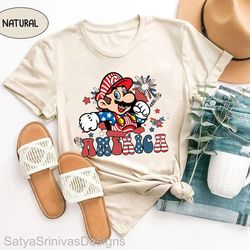 super mario 4th of july shirt, super mario cute shirt, super mario independence day shirt