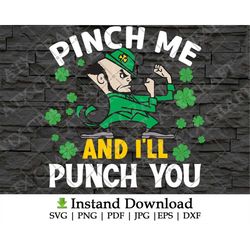 Pinch Me And I'll Punch You, St Patty's Day SVG PNG DXF Eps Pdf, Digital Download, Funny Saint Patrick's Day Shirt svg