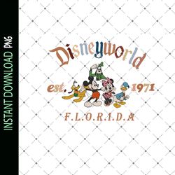 retro mickey and friends disneyworld florida est 1971 svg png dxf eps, disneytrip svg, disneyworld park svg, disneyland