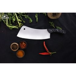 custom kitchen hood and serial cleaver knife sarbian knife shef knife set with leather sheath handmade gift mk5325m