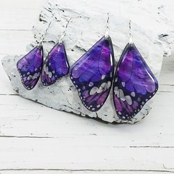 dark purple butterfly earrings fairy wings whimsical magic dainty amethyst boho wedding bridal bridesmaid jewelry